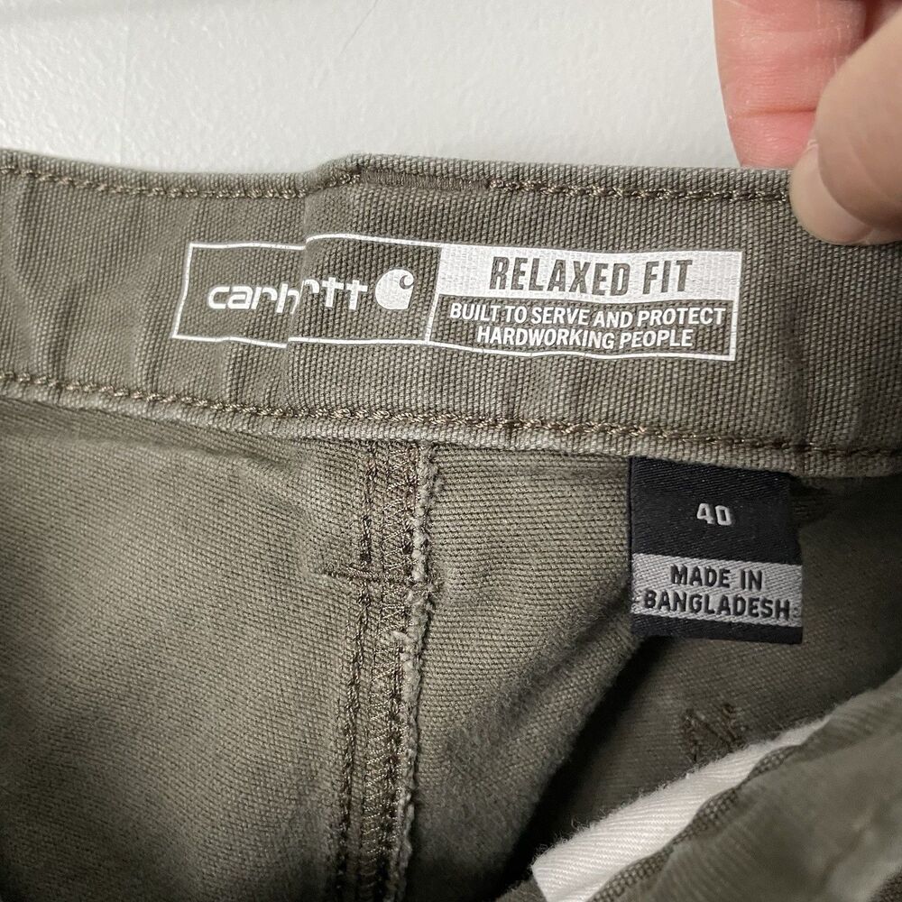 Carhartt Rugged Flex Relaxed Fit Canvas Work Shorts Green Workwear Men's Size 40 - Picture 7 of 10